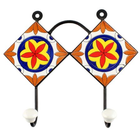 Orange Flower Ceramic Tile Hook